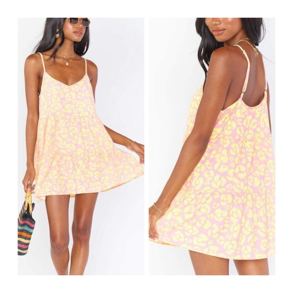 Show Me Your Mumu Mini Dress Yellow & Pink Cheetah Print